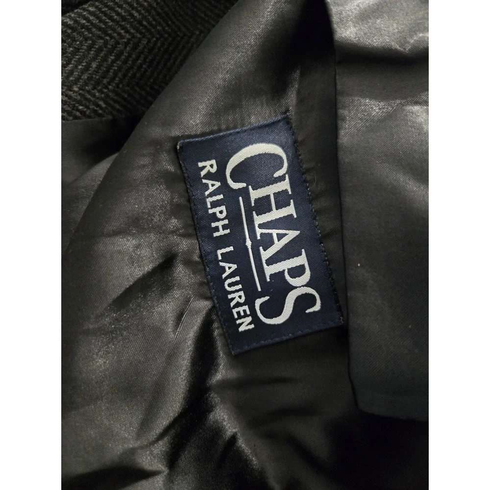Chaps Ralph‎ Lauren Overcoat Mens 42R Gray Herringbone 100% Wool Trench Coat...